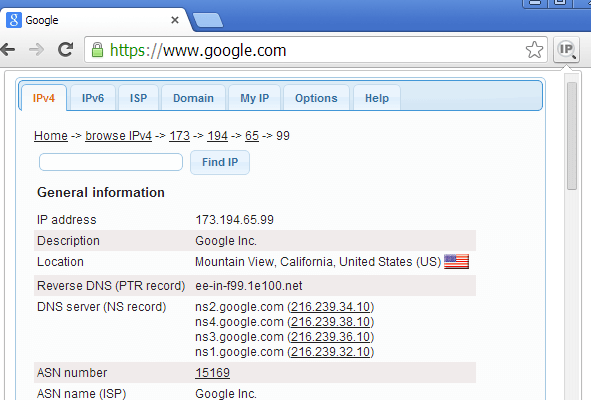 IP Address and Domain Information